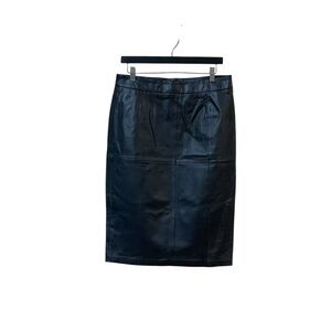 Hal Rubenstein DONNA 100% Leather Pencil‎ Skirt in Black